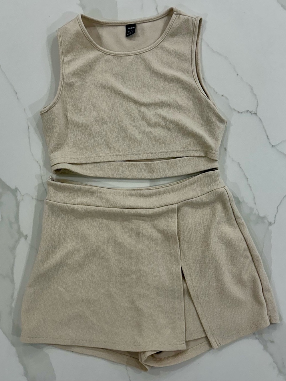 SHEIN Cream Crop Top and Skort Set L
